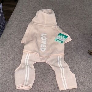 Pink Dog Hoodie with 'Loved' Print